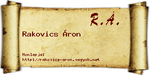 Rakovics Áron névjegykártya